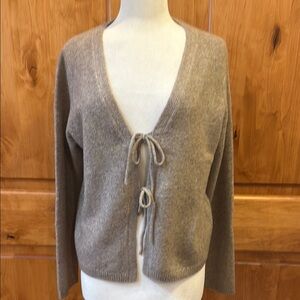 Women's Tan Sweater with Tie Front